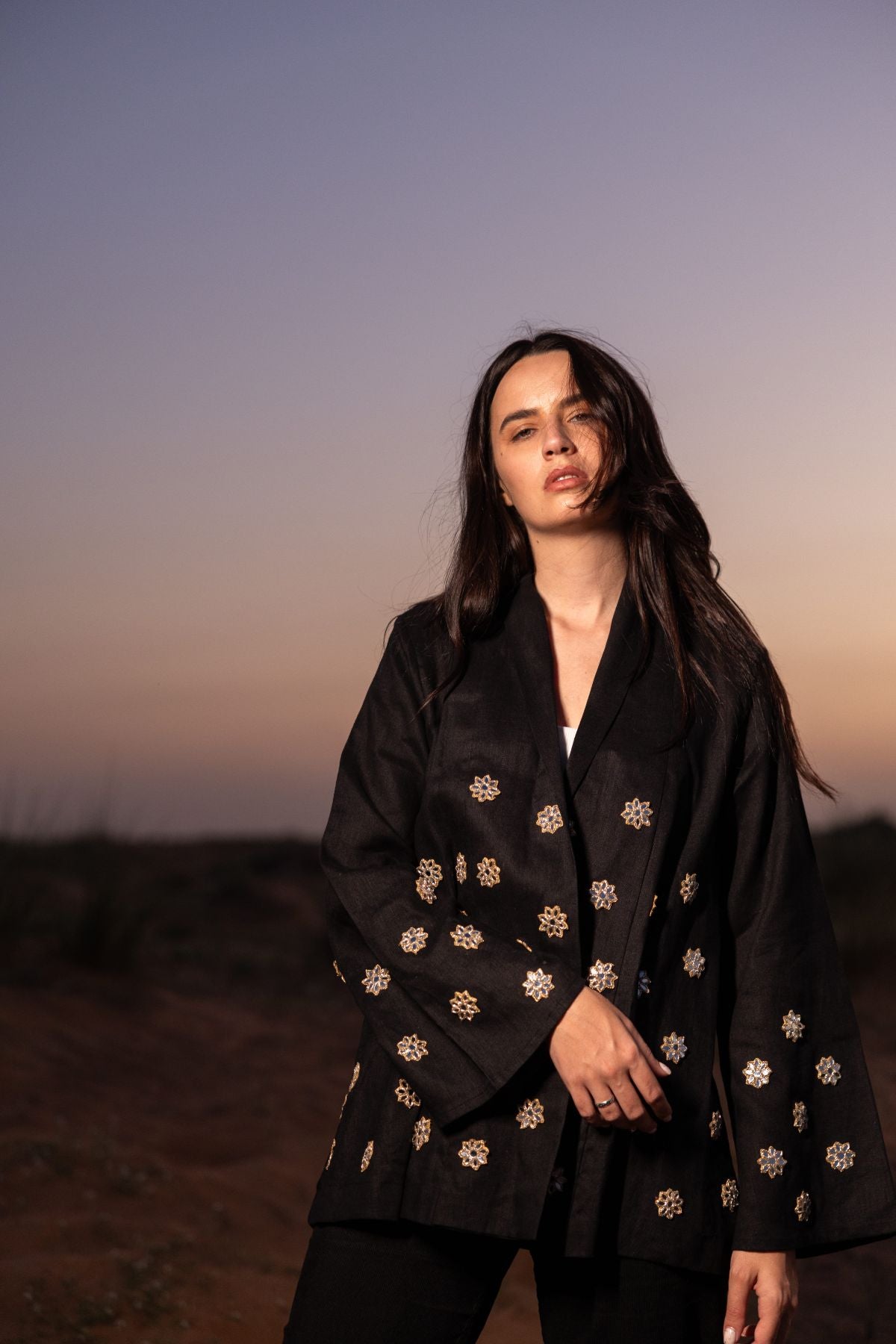 Soleil Kimono - Black Linen